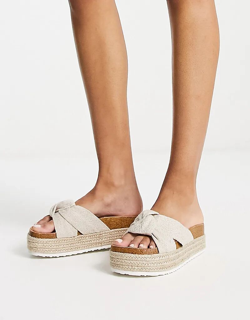 Сандалии Teegan на плоской платформе с узлом ASOS DESIGN из натурального материала