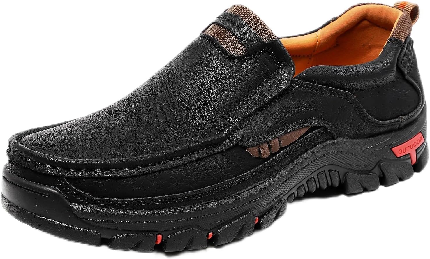 

Повседневные кожаные туфли из натуральной кожи большого размера для мужчин, подходят для отдыха на улице и походов Ewwsolo, черный