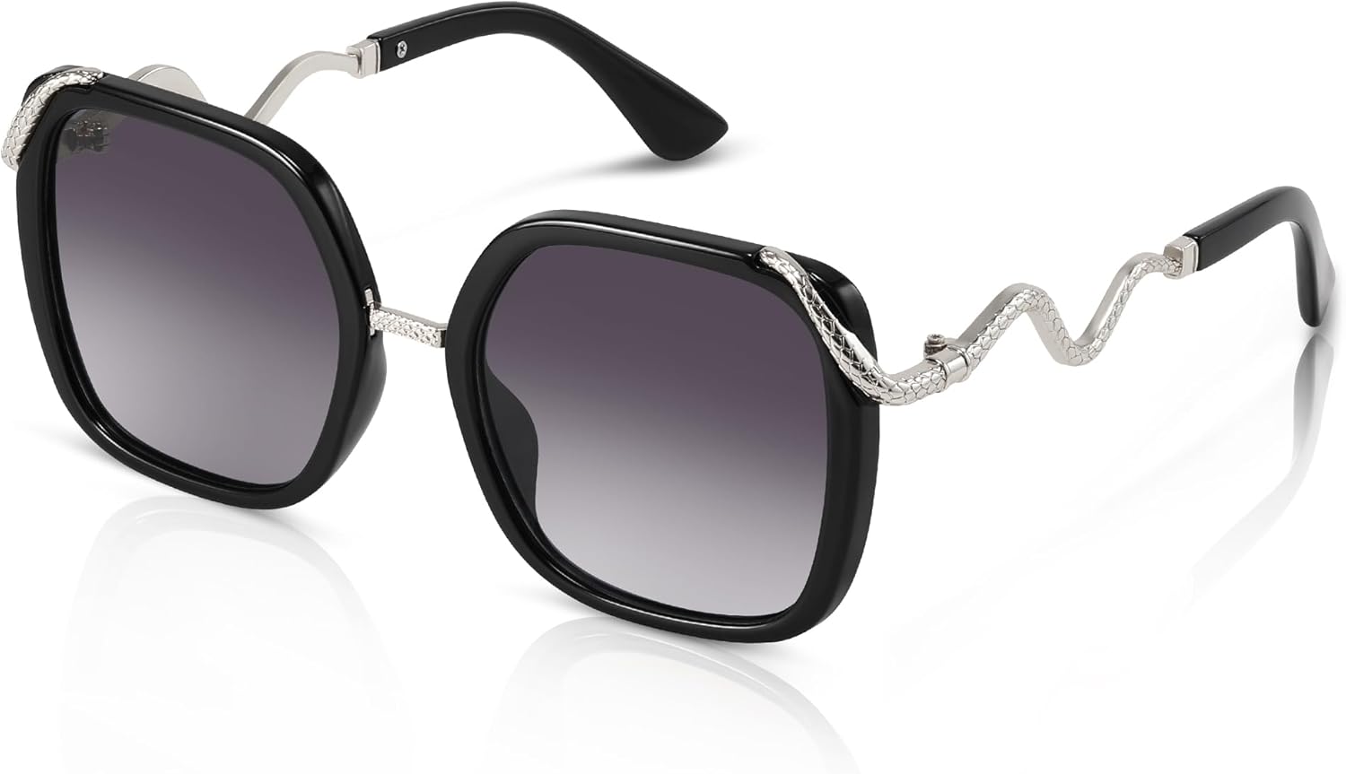 

Винтажные квадратные солнцезащитные очки большого размера для женщин и мужчин, ретро-стиль, дизайнерские очки с защитой от УФ-излучения Foliful, A05-black/Gradient Grey Lens