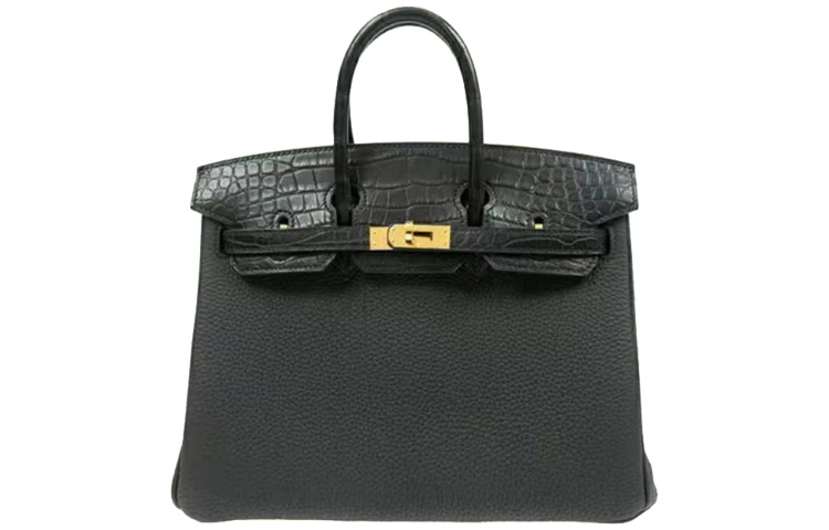 

HERMES Сумка Birkin из матовой крокодиловой кожи с телячьей кожей Togo, размер 25, женская, черная