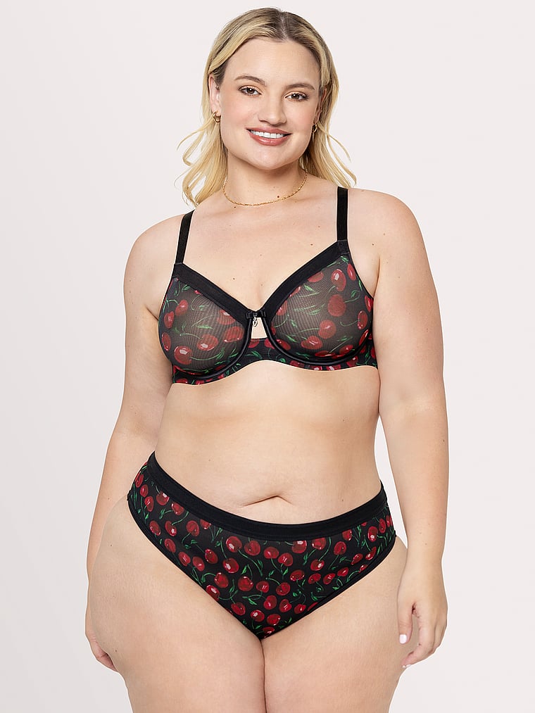 

Трусики-Слипы из прозрачной сетки с высоким вырезом Curvy Couture, cherry pop