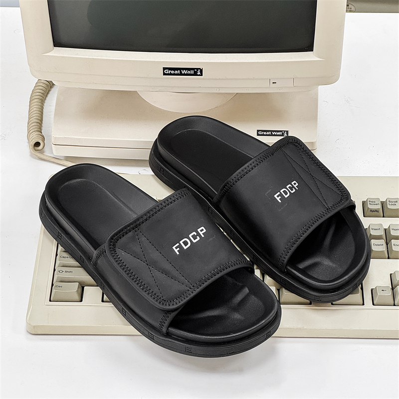 SOBB Мужские белые слайдеры с резиновой подошвой, противоскользящие, износостойкие, с амортизацией, цвет White — фото 4