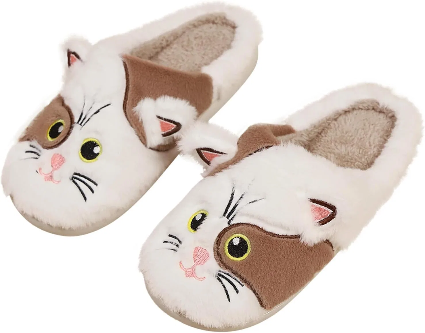 Теплые тапочки для женщин, плюшевые тапочки с кошачьей шерстью, зимние тапочки, повседневные, с плоской подошвой, нескользящие, удобные, для мужчин, с флисовой подкладкой, нескользящие, для дома Dasongff, B4 Braun