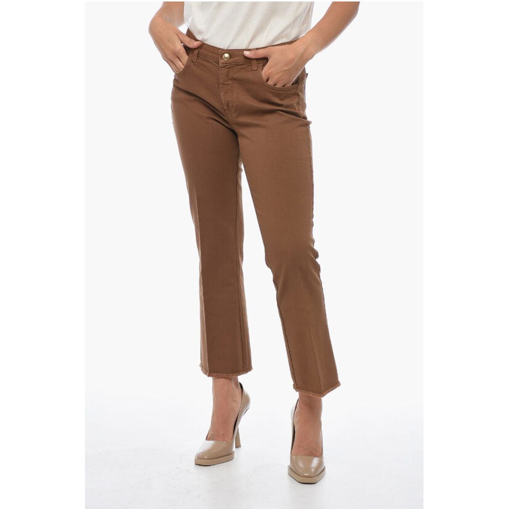 

Укороченные джинсы с бахромой и логотипом сзади Fay, Brown