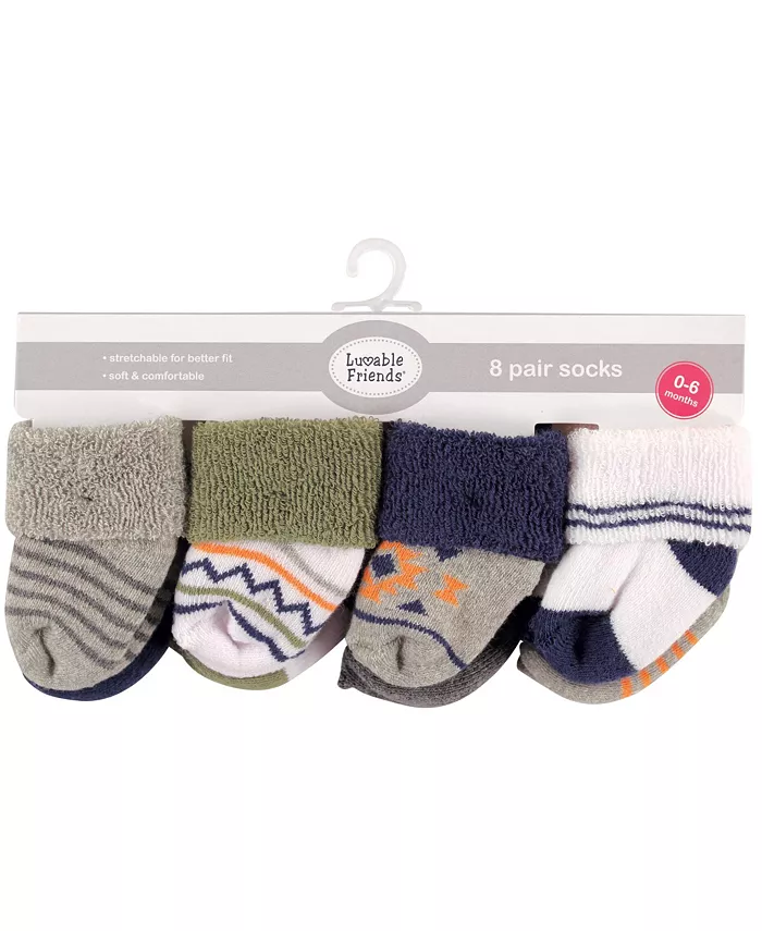 Детские махровые носки из хлопка для мальчиков, 16 пар Luvable Friends, синий — фото 2