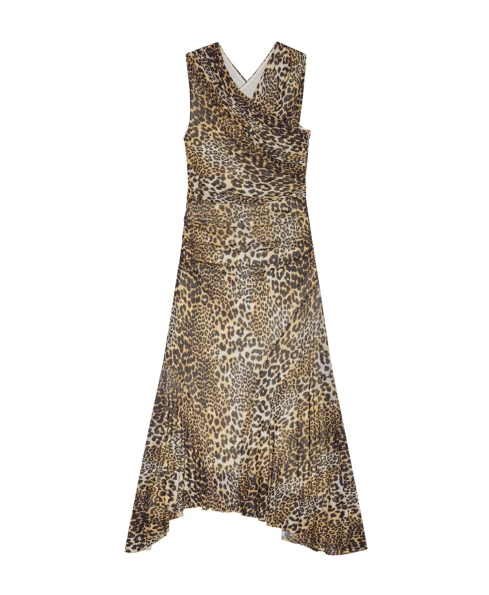 

Платье миди без рукавов с V-образным вырезом Ganni, коричневый