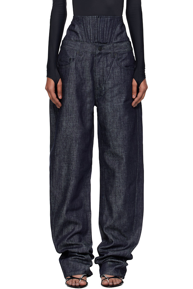 

Mugler Синие джинсы-корсаж с высокой талией