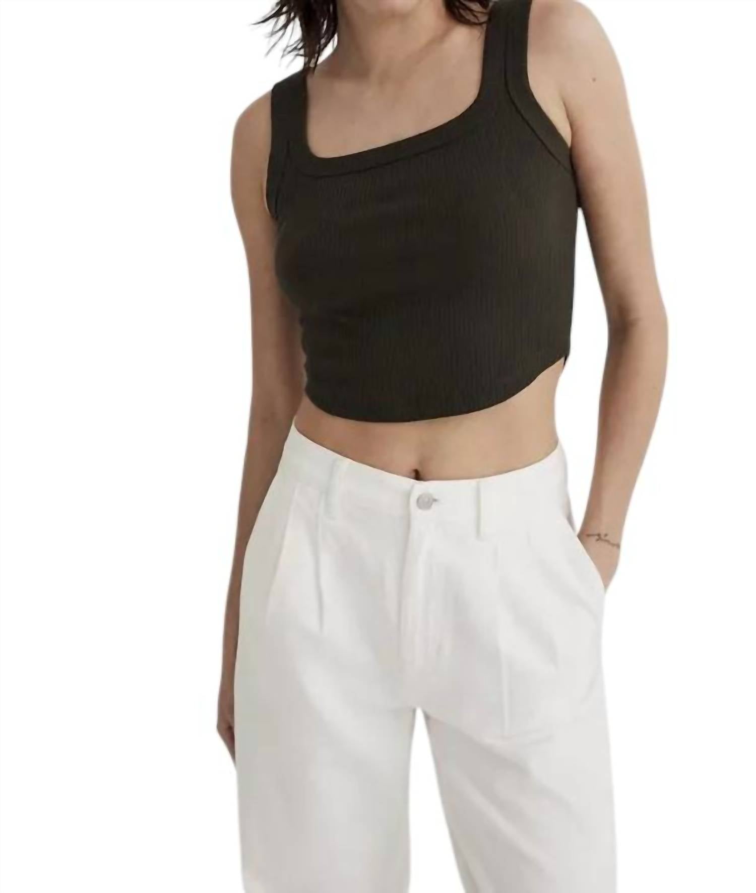 

Сшитый по индивидуальному заказу топ Crop Tank Cool Sculpt в оливково-зеленом цвете Madewell