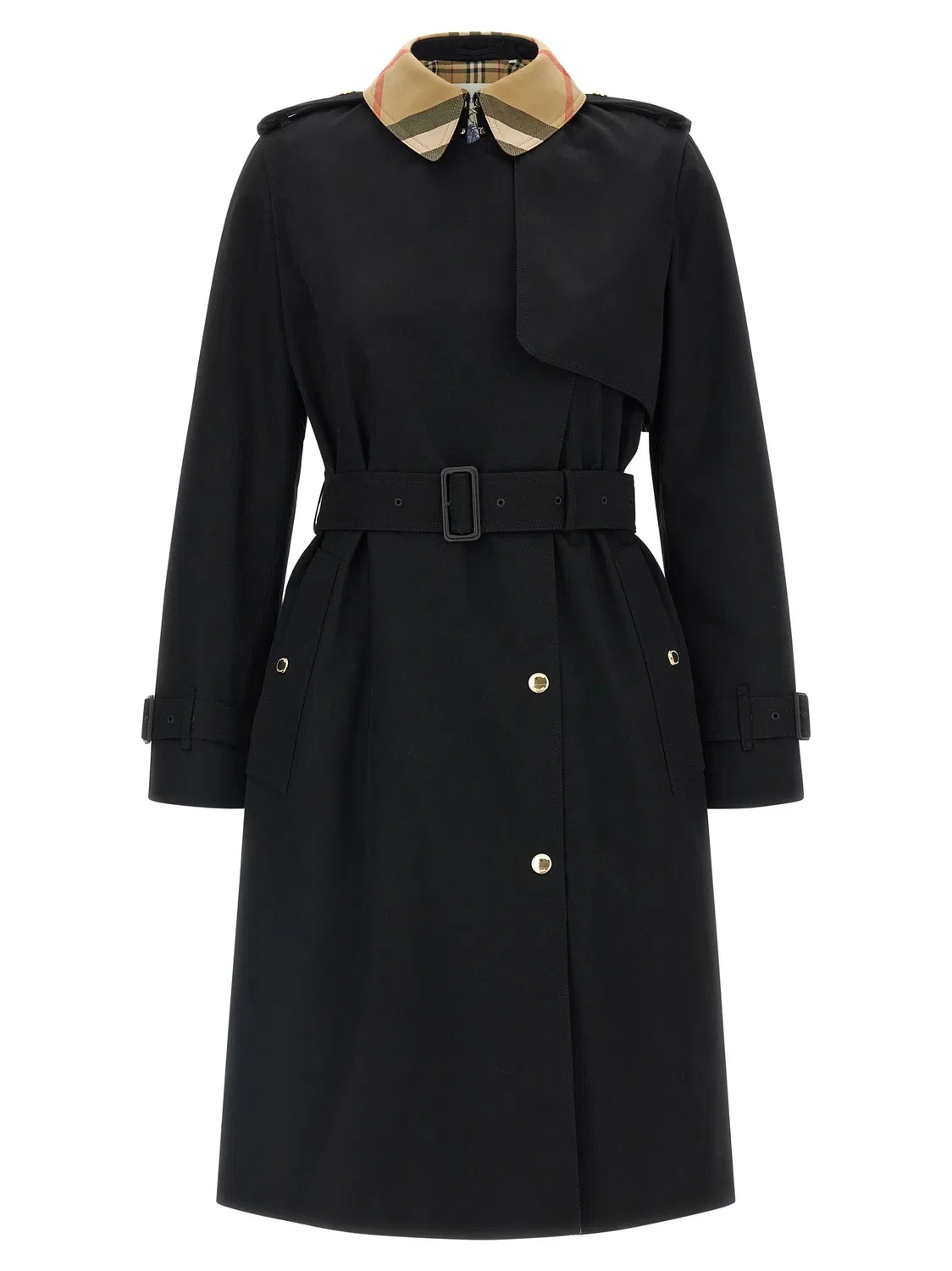 Плащ Тренч Sandridge Burberry, классический стиль, черный