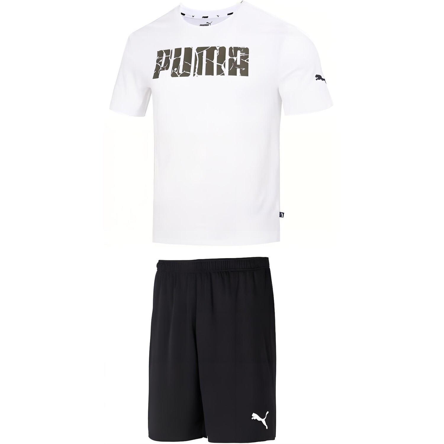 

Повседневная спортивная одежда для мужчин, белый топ и черные шорты Puma, белый