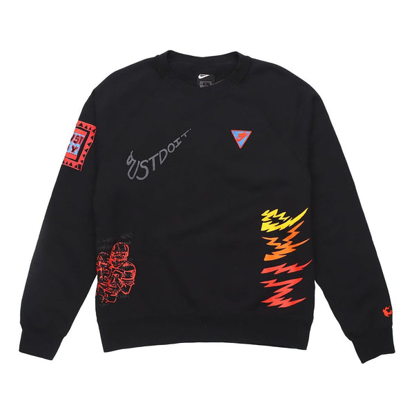 

Толстовка Nike Sportswear NSW 3M Reflective Graffiti Printing Round Neck Pullover Black, черный