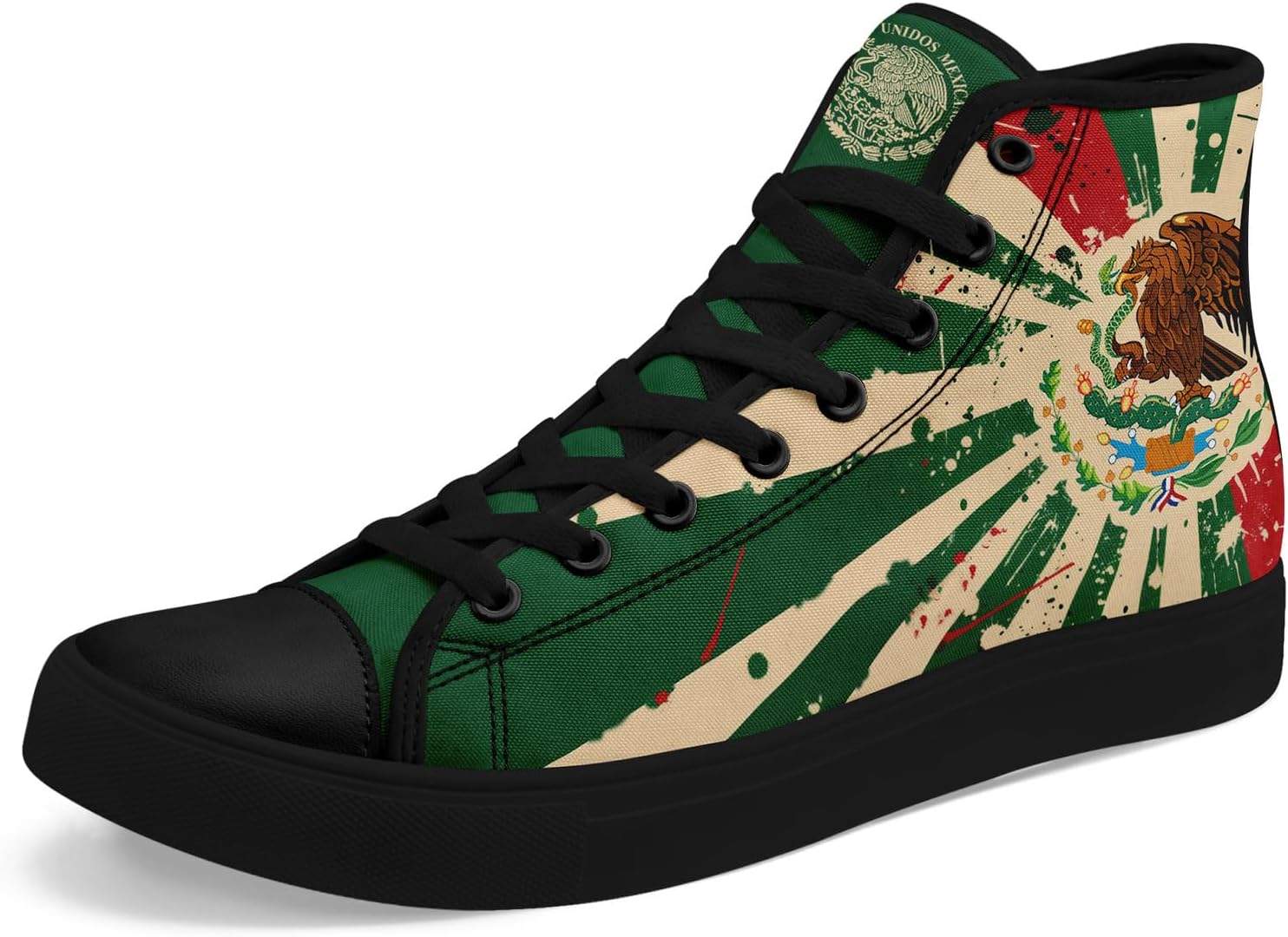 

Высокие кеды на шнуровке AWSOLE с флагом Мексики для мужчин и женщин, унисекс, стильные дышащие кроссовки с черепами, модная обувь на плоской подошве, черный/красный/зеленый/бежевый