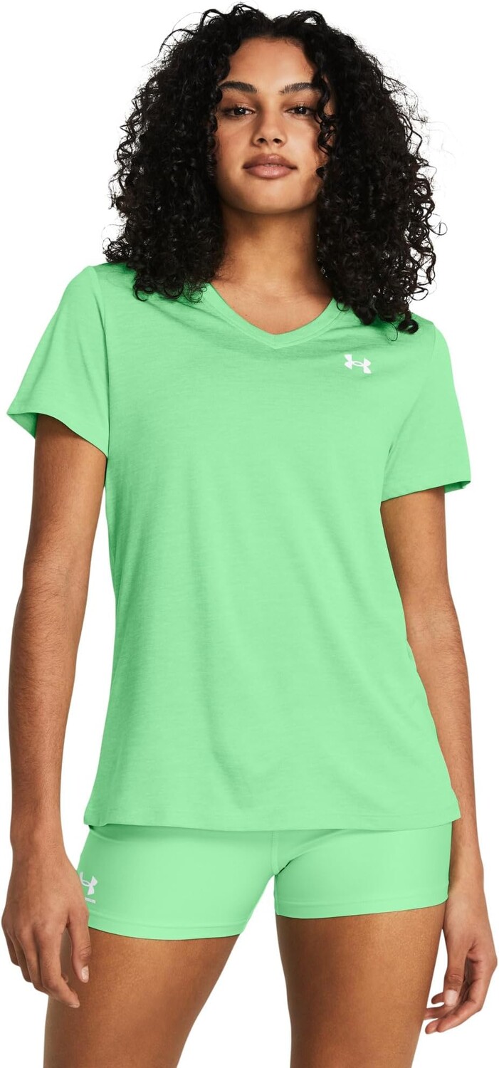 

Пуловер Under Armour Tech Short Sleeve V-Neck Twist, цвет Matrix Green/White/White