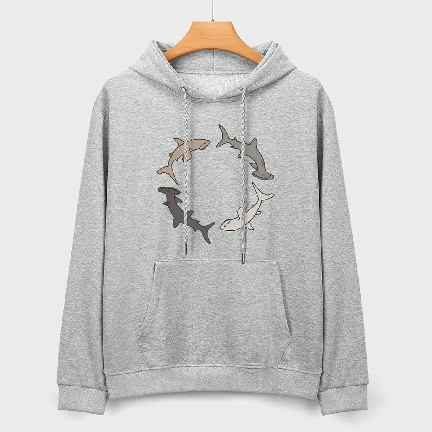 Мужские хлопковые толстовки с капюшоном и карманом Hammerhead Shark Chase Fashion Hoodies — фото 3