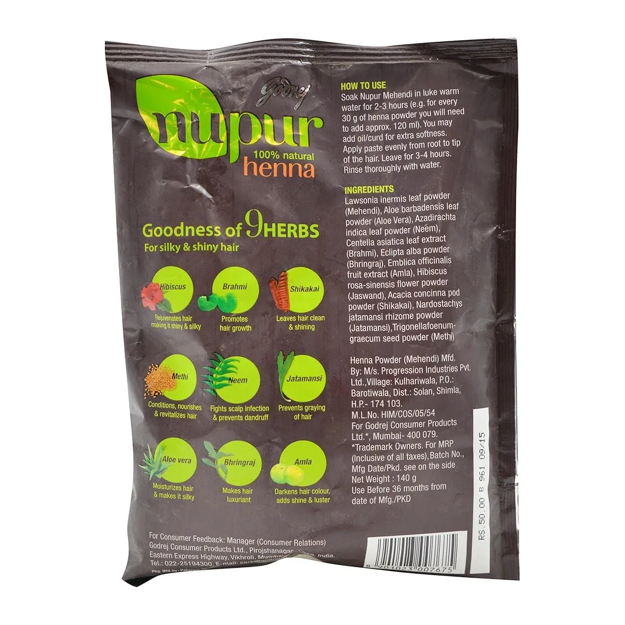 Натуральная хна Godrej Nupur Mehendi Powder Herbs Blend, 120 г Godrej Nupur — фото 2