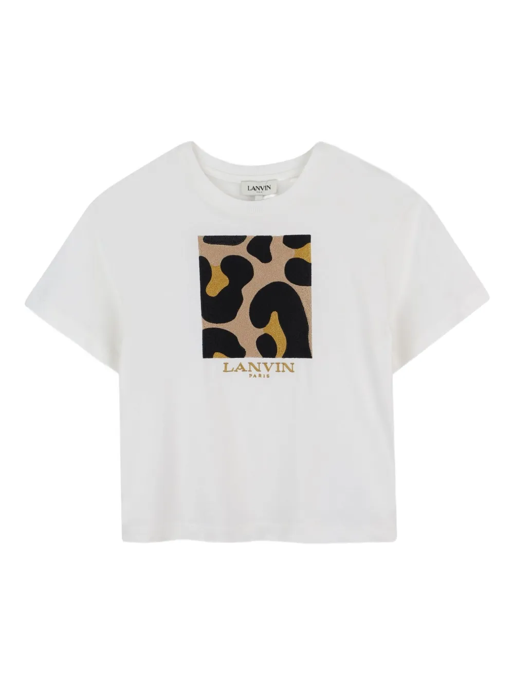 

Футболка с леопардовым принтом Lanvin Enfant, белый