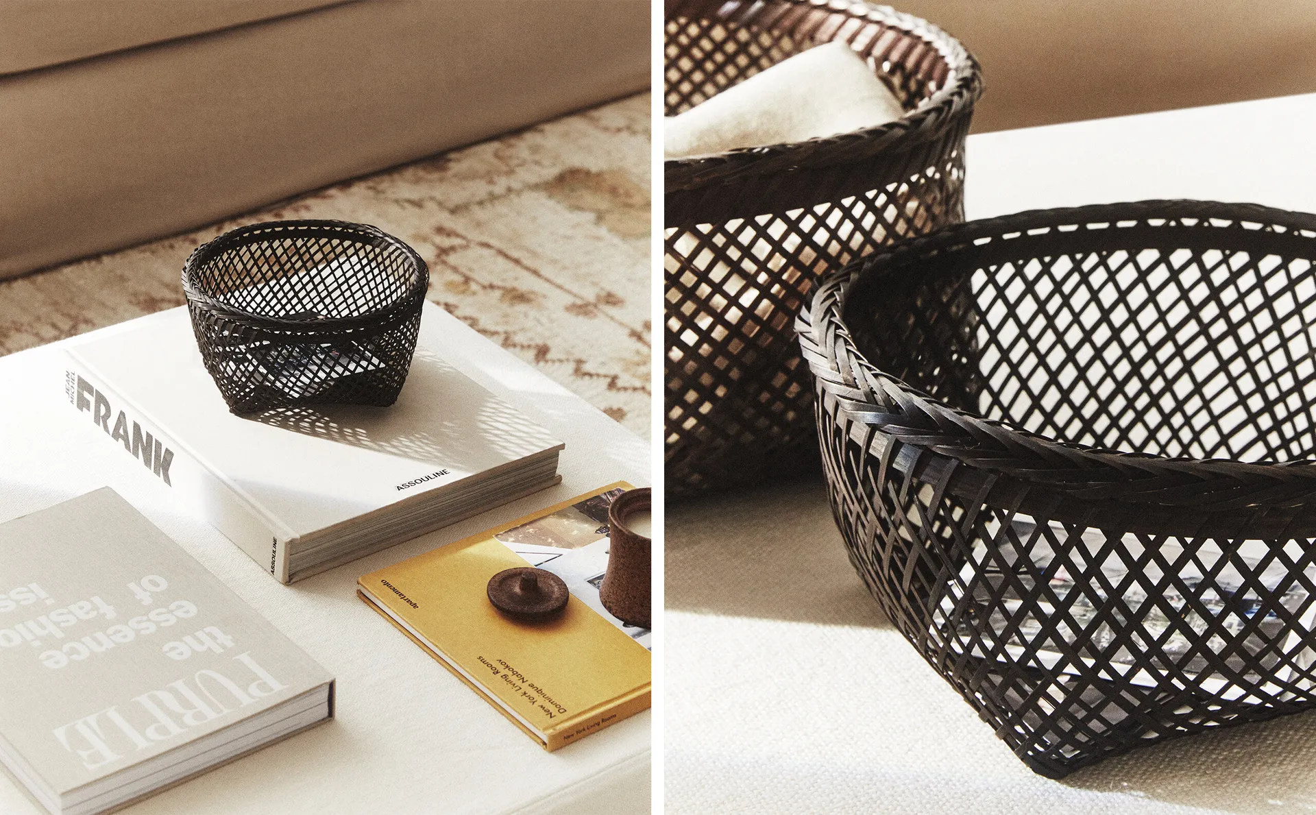 

Черная бамбуковая корзина Zara Home, коричневый