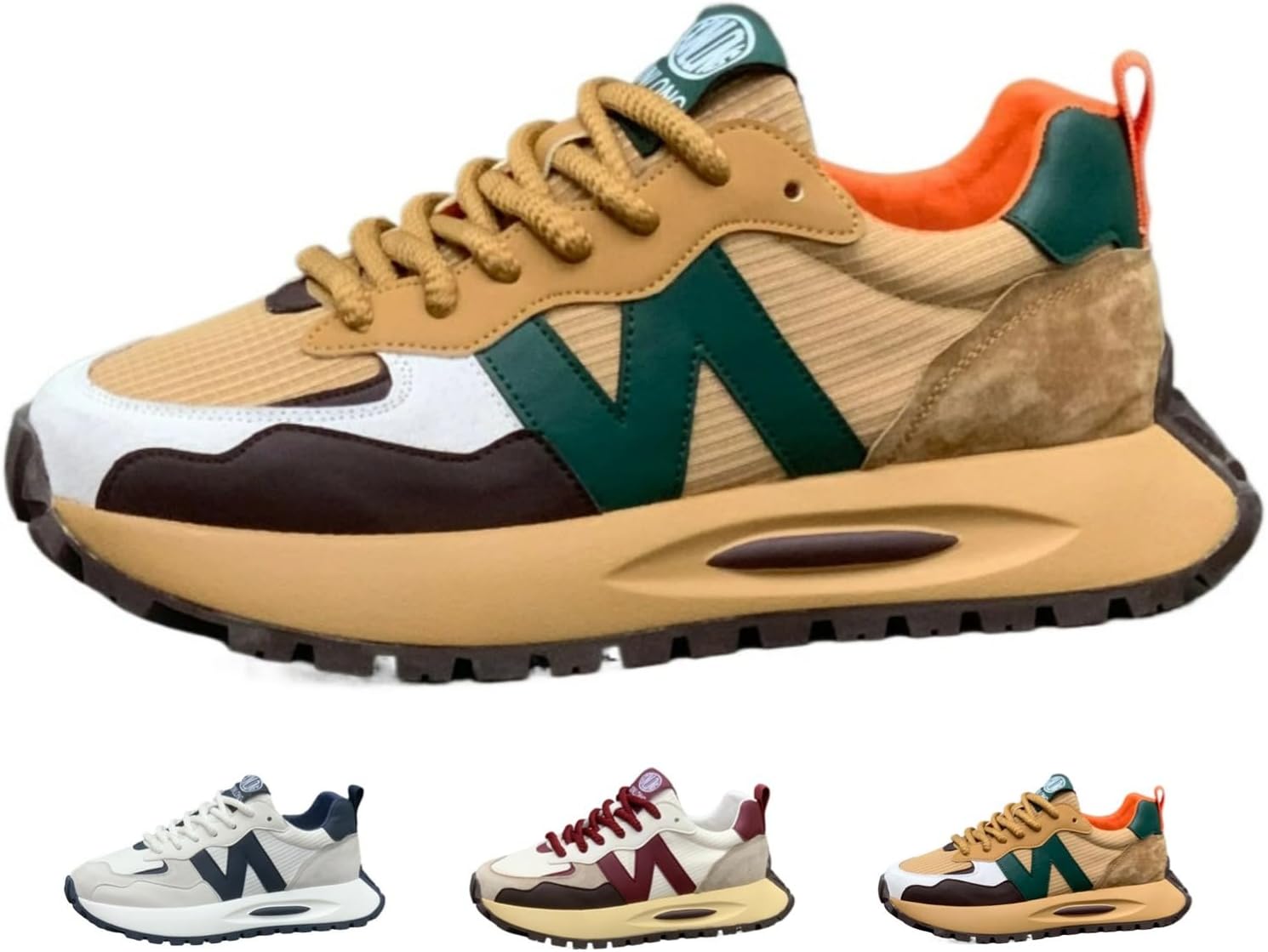 

Классические массивные кроссовки MACEFIL для мужчин и женщин, дышащая сетка, удобные повседневные спортивные обувь, зеленый/коричневый