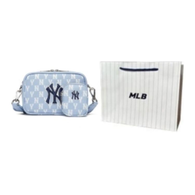

MLB Сумка через плечо унисекс комбинированная камера из полиэстера коллекции Monogram дымчато-голубой белый, Haze Blue White+Shopping Bag