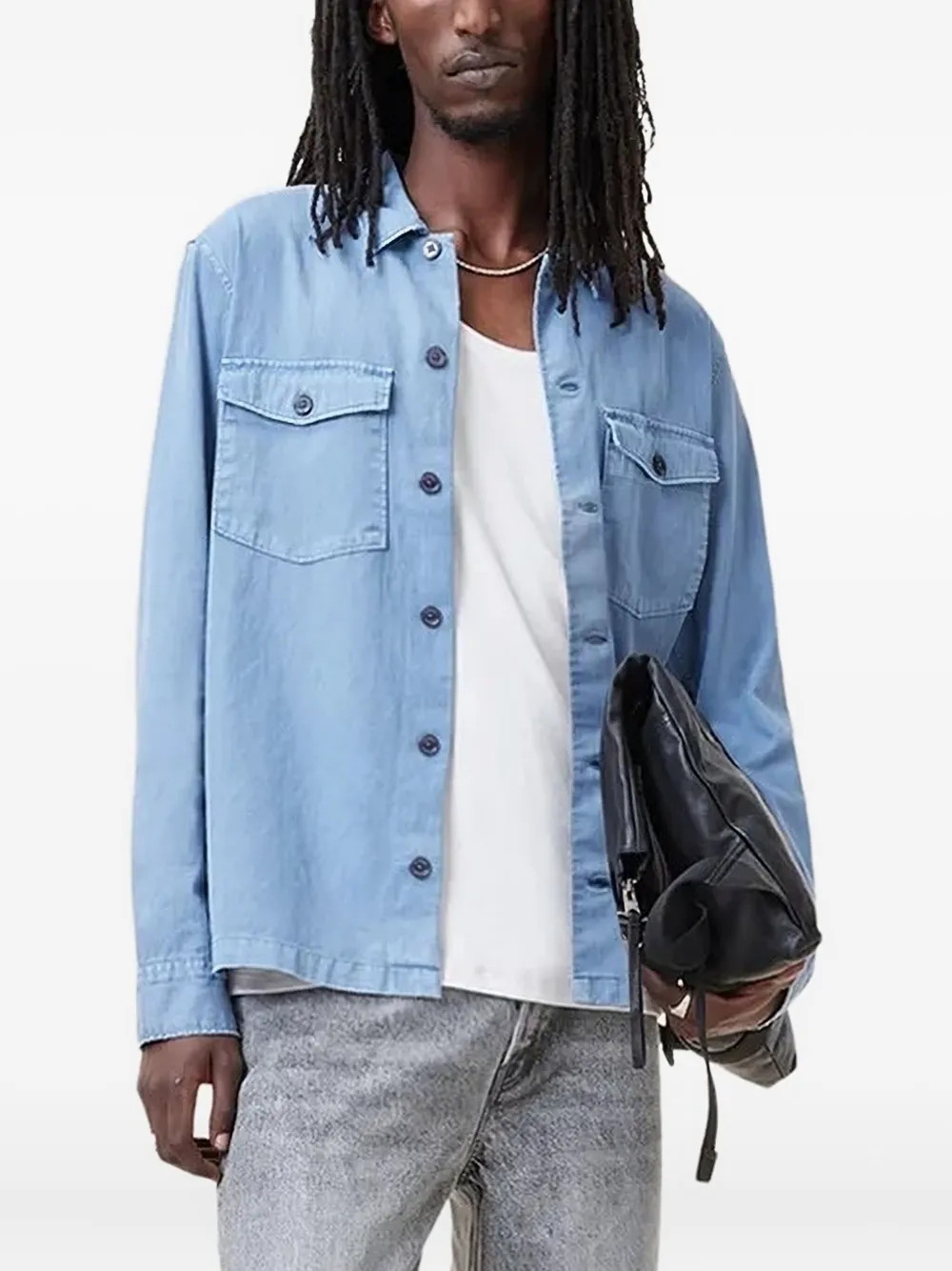 

Рубашка с бахромой Allsaints, синий