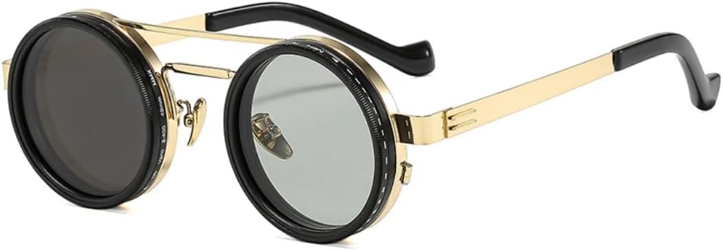 

Ретро круглые панк-солнцезащитные очки для мужчин и женщин для занятий спортом на открытом воздухе, защита от УФ-излучения UV400, регулируемые солнцезащитные очки с затемнением TVTBBVV, Golden-6