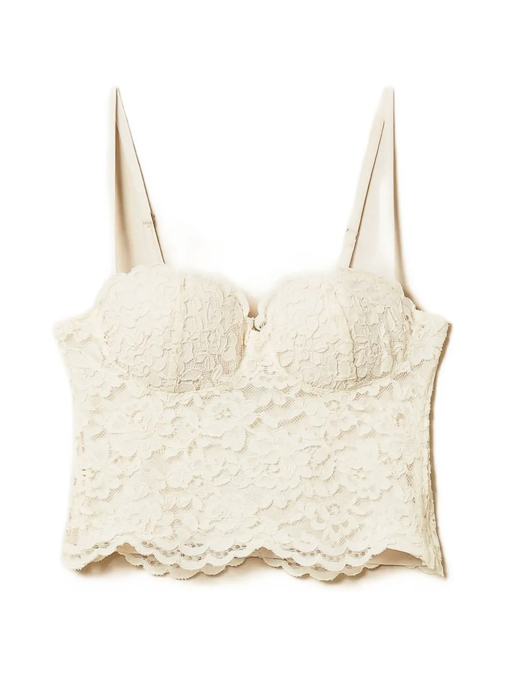 

Укороченный бюстье-топ с кружевным узором Twinset, бежевый