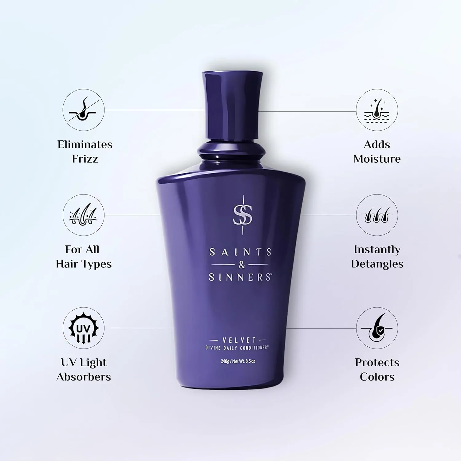 Saints & Sinners Velvet Divine ежедневный кондиционер для сухих, обезвоженных, термически и экологически поврежденных окрашенных волос - восстановление, укрепление, распутывание, устранение пушистости 240.98 г — фото 2