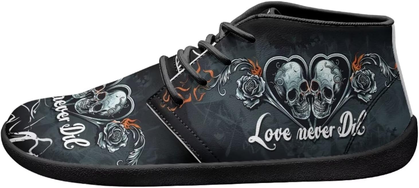 Мужские ботинки Forchrinse Blood Skull, модные кроссовки, кожаные ботинки средней высоты на шнуровке, для прогулок и вождения, с подошвой EVA, серый — фото 4