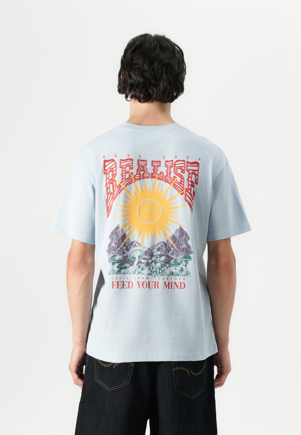 

Футболка с принтом JORREALISE TEE CREW NECK Jack & Jones, светло-голубой