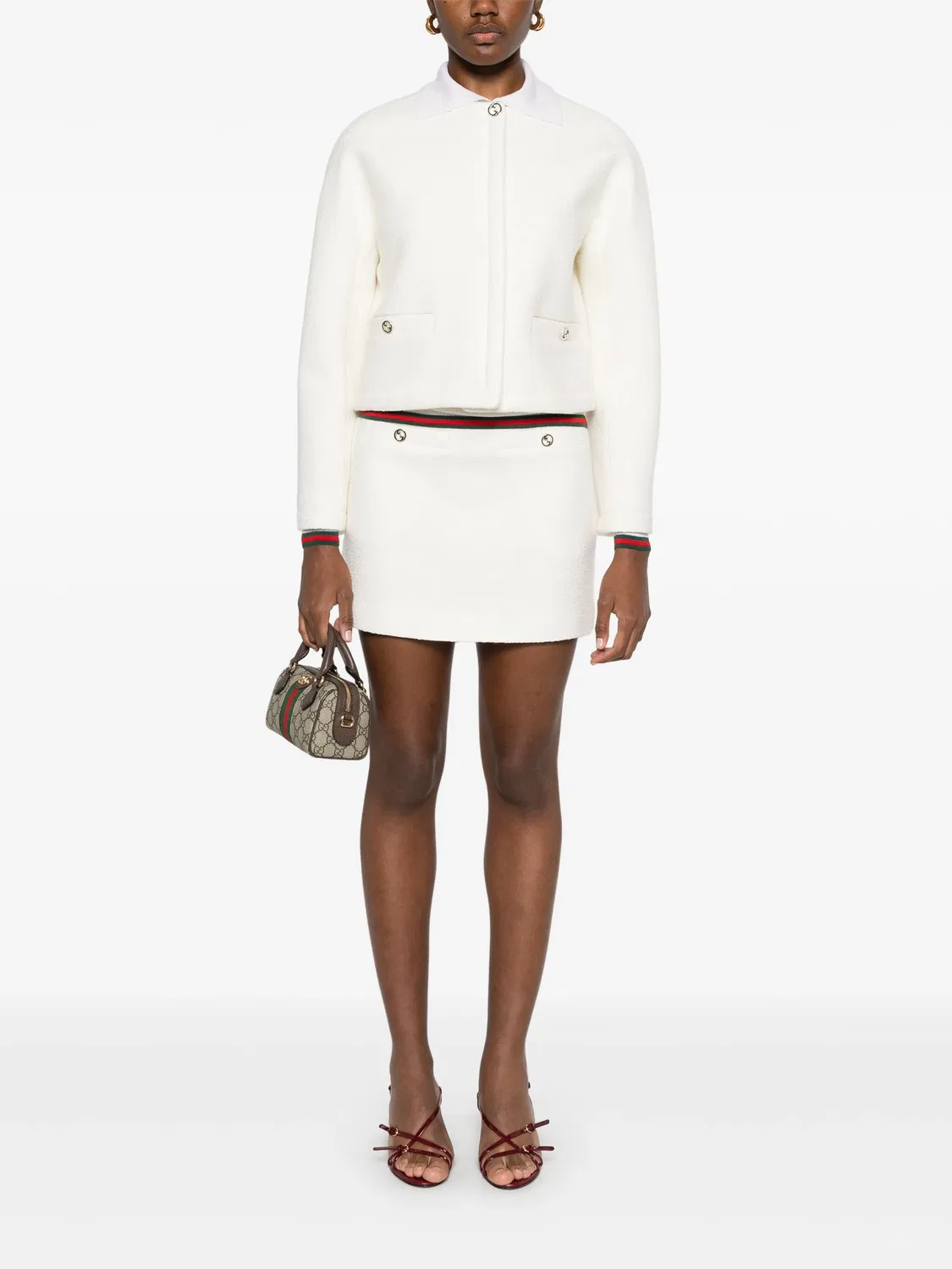 Пиджак Gucci из ткани букле, классический крой, белый — фото 2