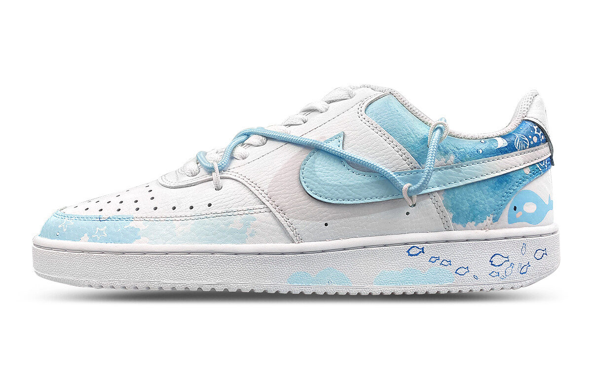 

Кроссовки для скейтбординга Court Vision Low Unisex Low-Top White/Blue Nike