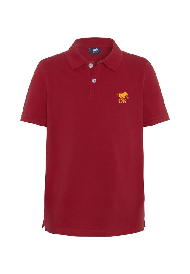 

Рубашка поло с вышитыми этикетками Polo Sylt, цвет 19-1557 chili pepper
