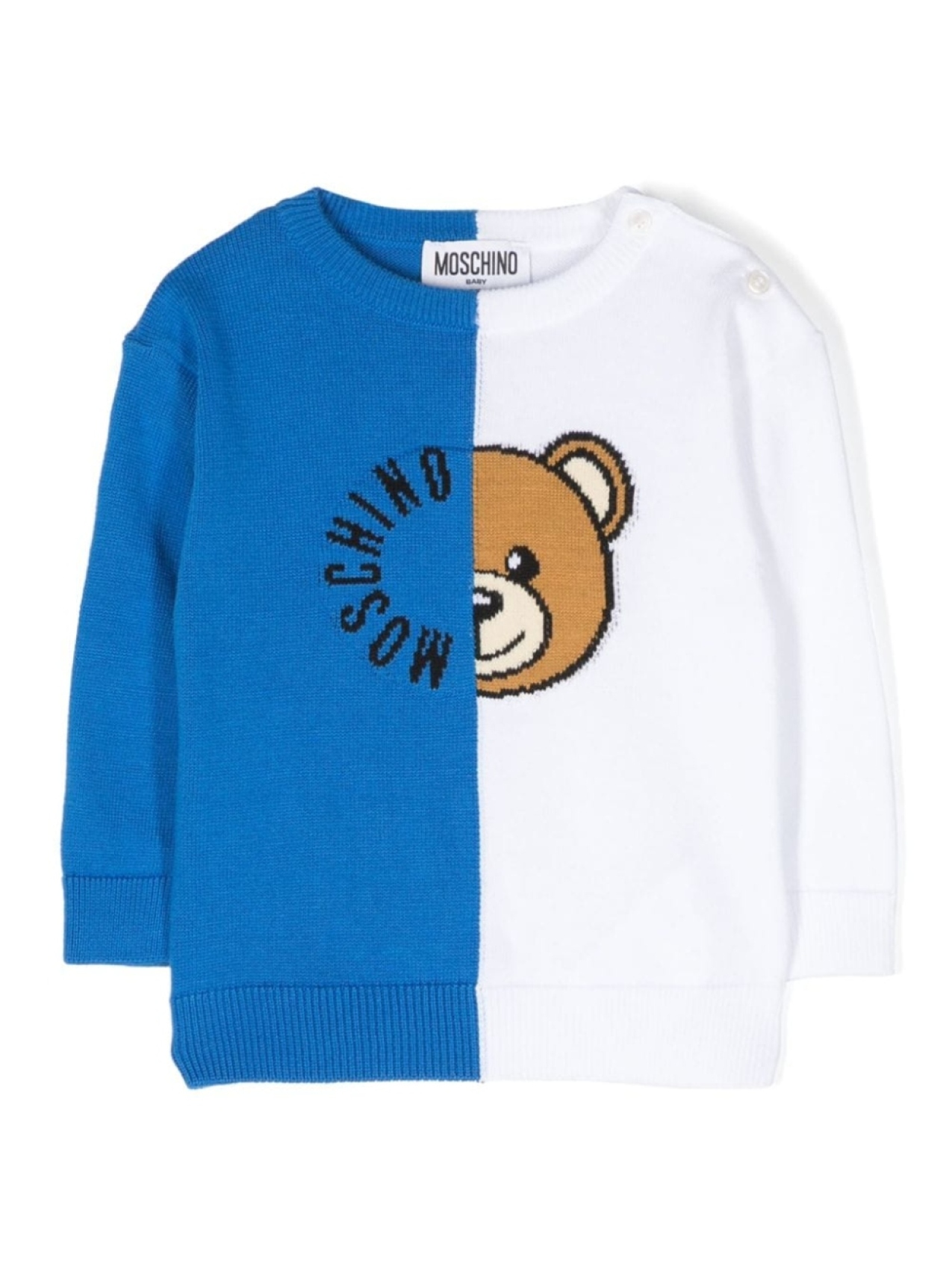 

Moschino Kids джемпер вязки интарсия с логотипом, синий