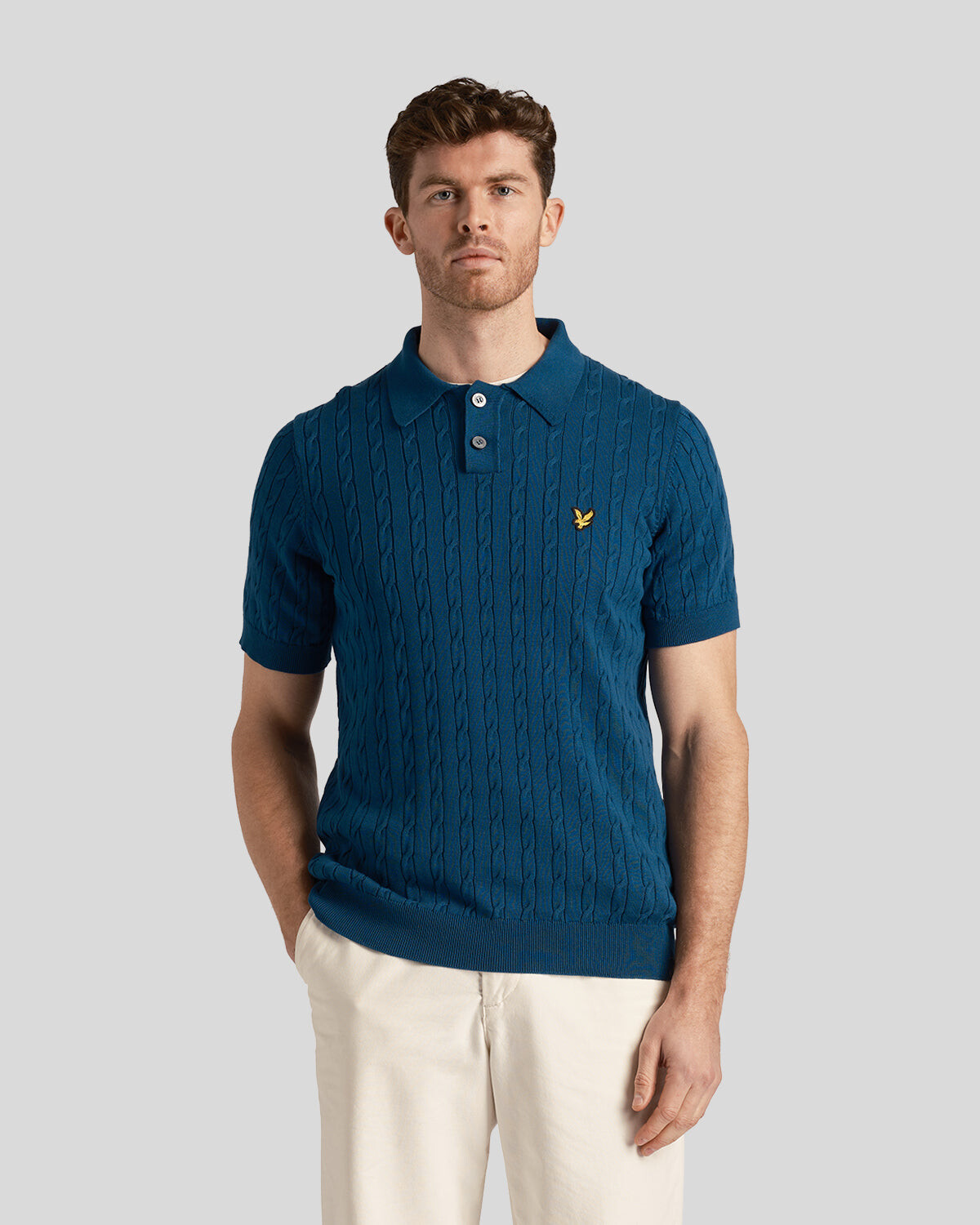 

Рубашка поло вязанной вязки Lyle & Scott, синий