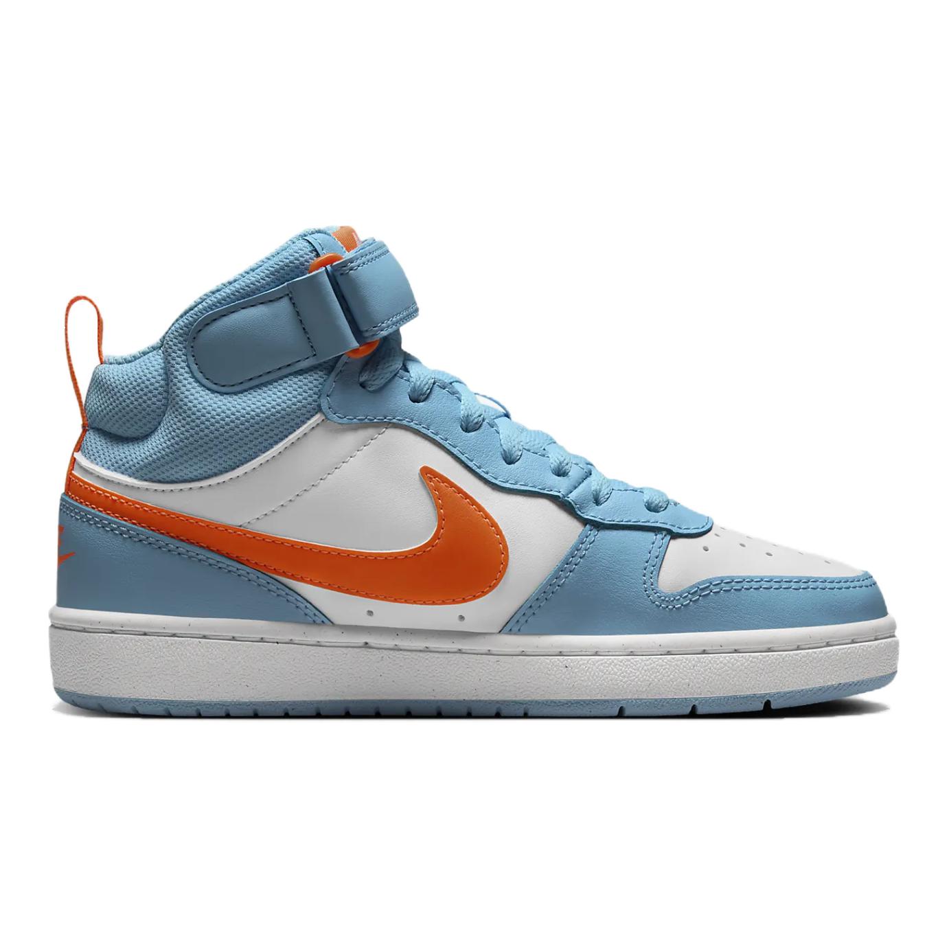 Кроссовки Court Borough Mid 2 GS 'Aquarius Blue Total Orange' Nike, синий/белый/оранжевый — фото 2