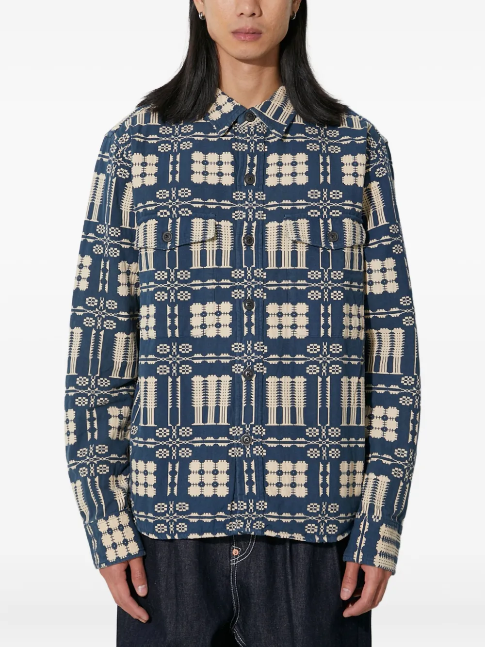 

Рубашка-оверсайз с узором Corridor, синий
