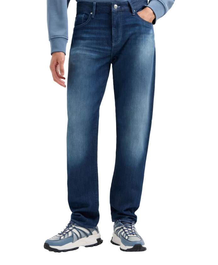 

Узкие джинсы из денима цвета индиго Armani Exchange, синий