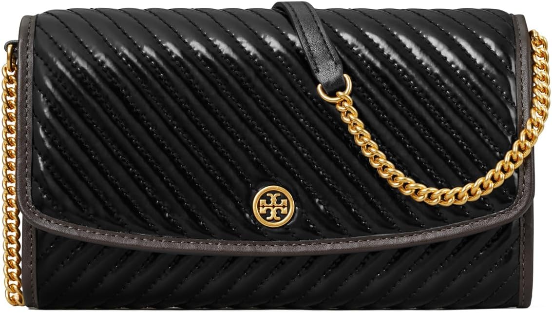 

Сумка кросс-боди Tory Burch Robinson Patent Puffy Quilted Chain Wallet, черный