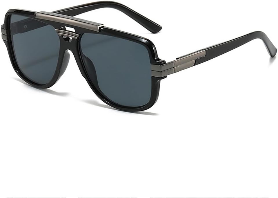 

Винтажные солнцезащитные очки с двойной перемычкой, модные и роскошные, для мужчин и женщин, для активного отдыха и вождения, с защитой от УФ-излучения UV400 TKKTLLT, Black Gray