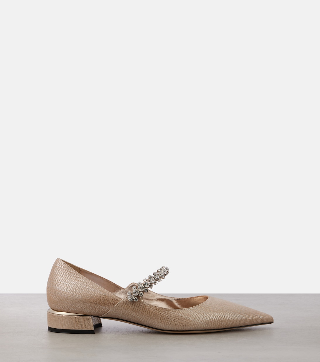 Бирюзовые украшенные кожаные балетки Mary Jane Jimmy Choo, Soft Gold — фото 4