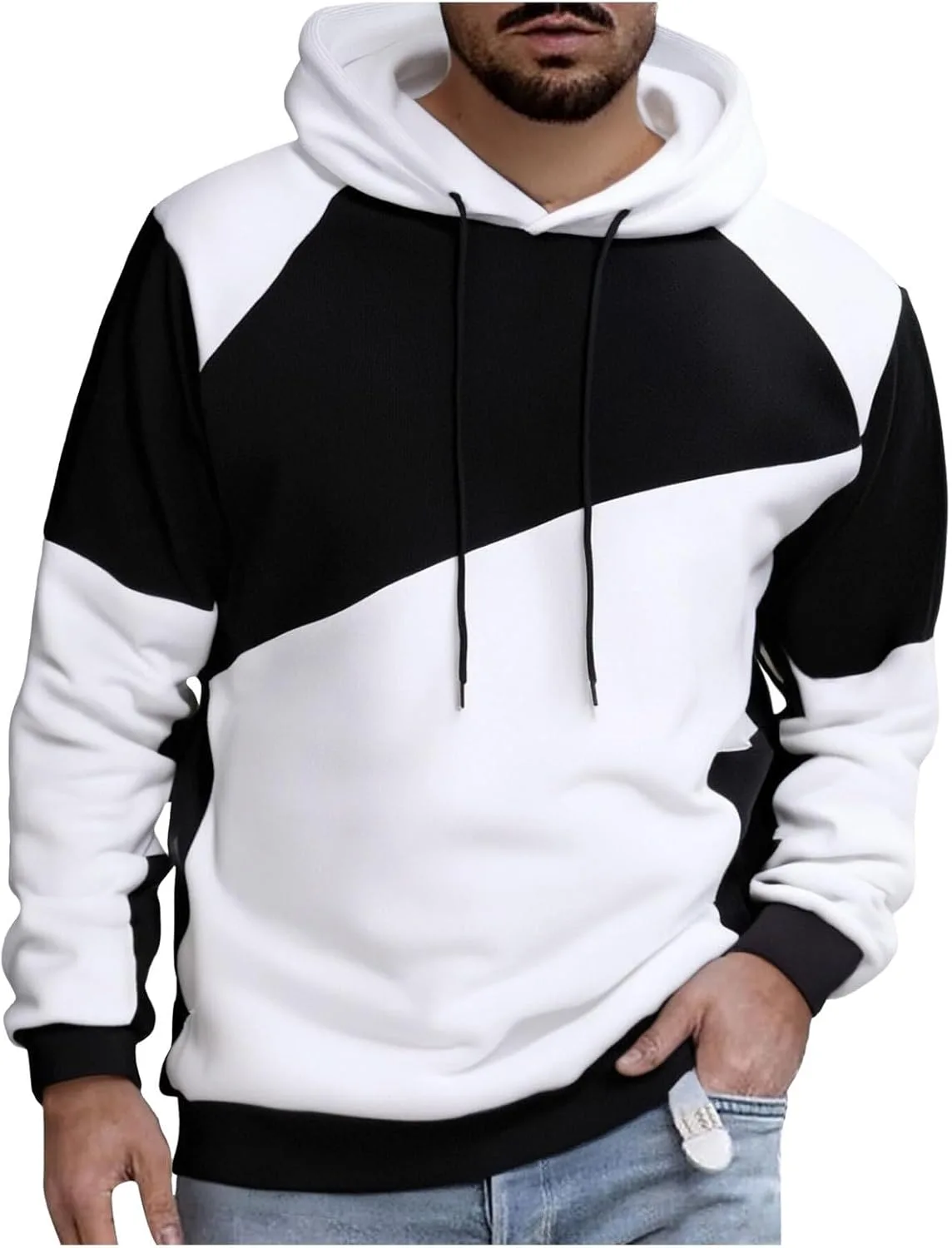 

ZYXTIM мужская толстовка с капюшоном, цветной блок, длинный рукав, Casual Pullover, Cotton, легкая, теплая, Big and Tall