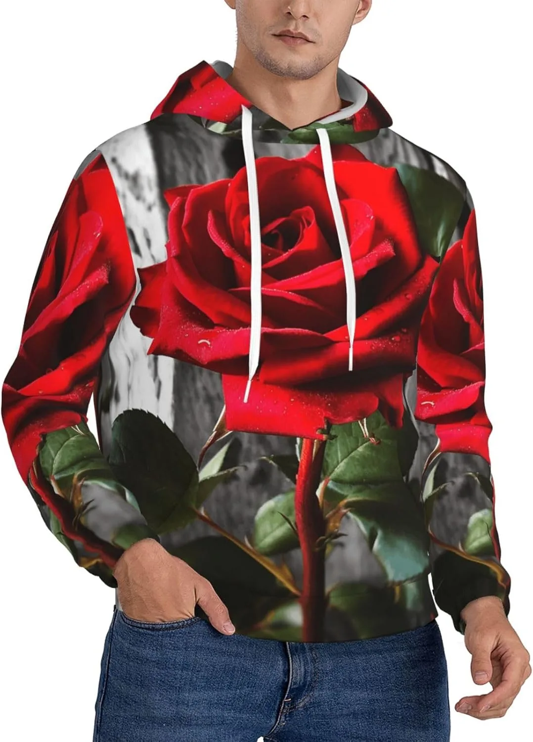 

Мужская флисовая толстовка с капюшоном и карманами, цвет blooming red rose HJTRW