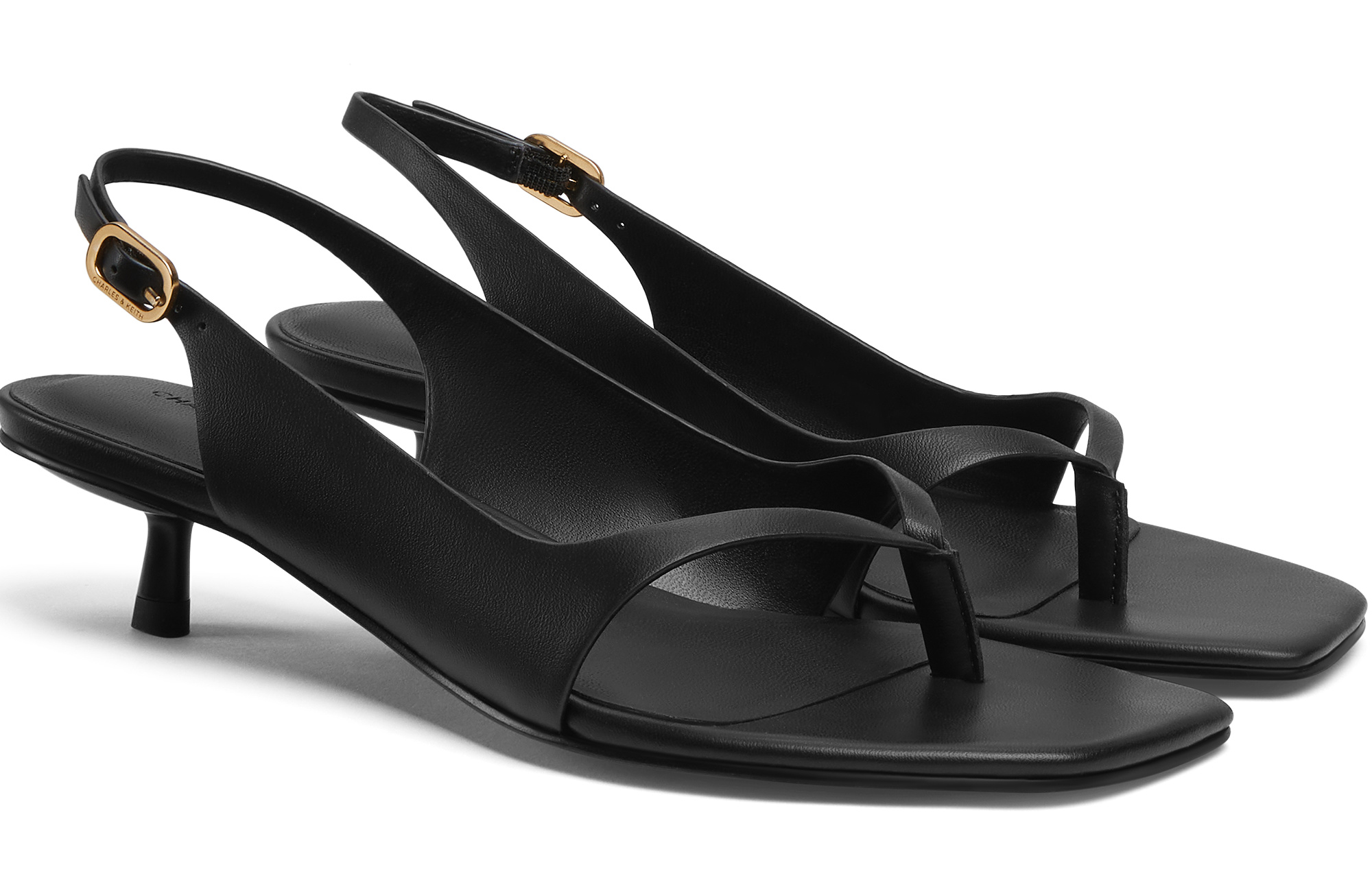 CHARLES&KEITH Маленькие сандалии CK One на ремешке 4 см женские черные, цвет Black — фото 2