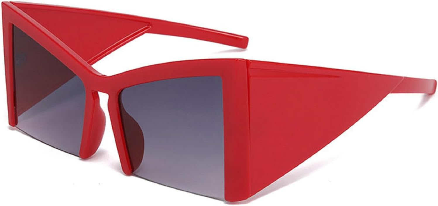 

Большие солнцезащитные очки «кошачий глаз» для женщин, тренды 2024 года, панк, полуободковые солнцезащитные очки для мужчин, стиль Y2K, уличная мода, солнцезащитные очки mincl, Red