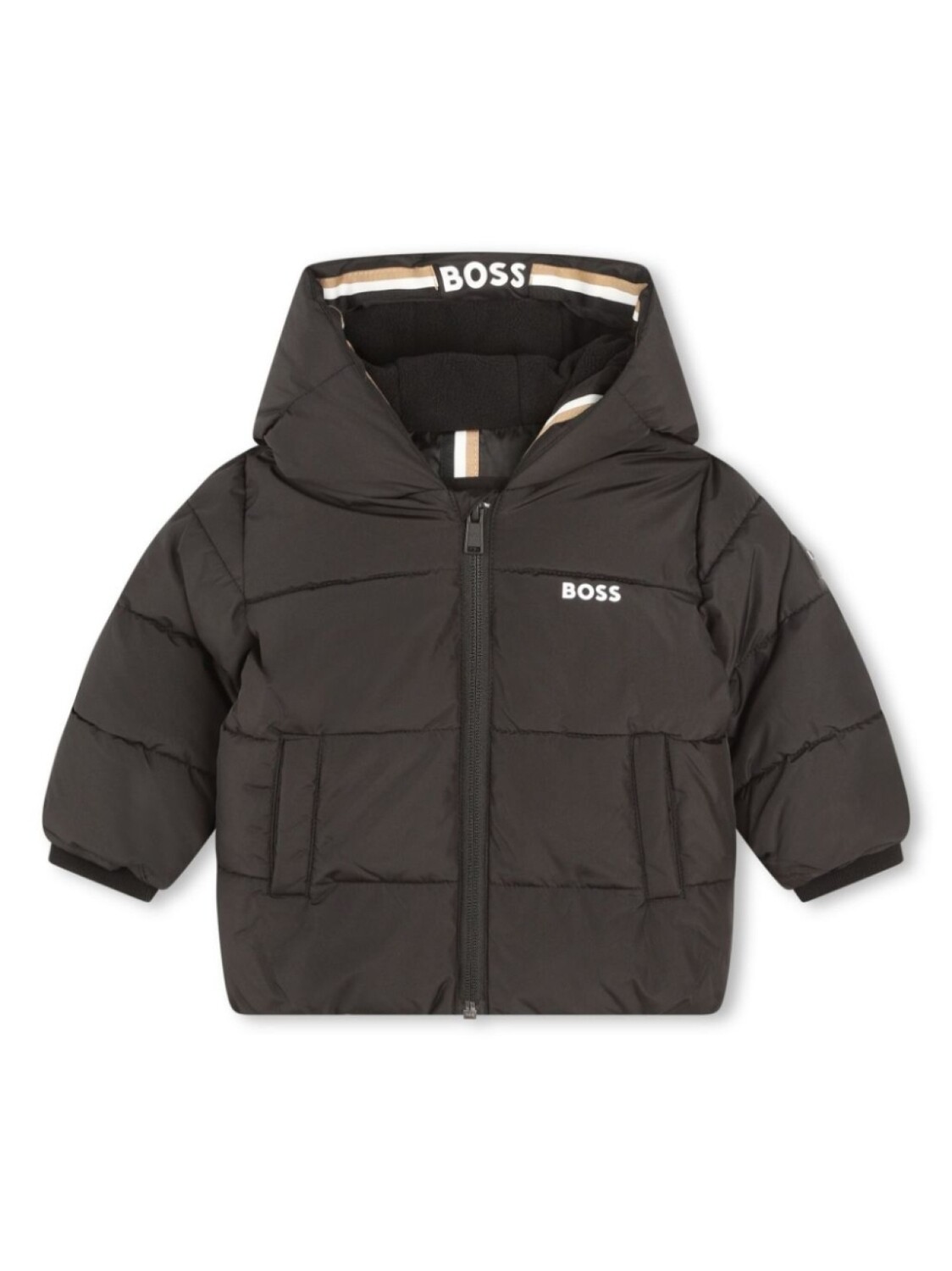

BOSS Kidswear куртка с капюшоном и принтом логотипа, черный