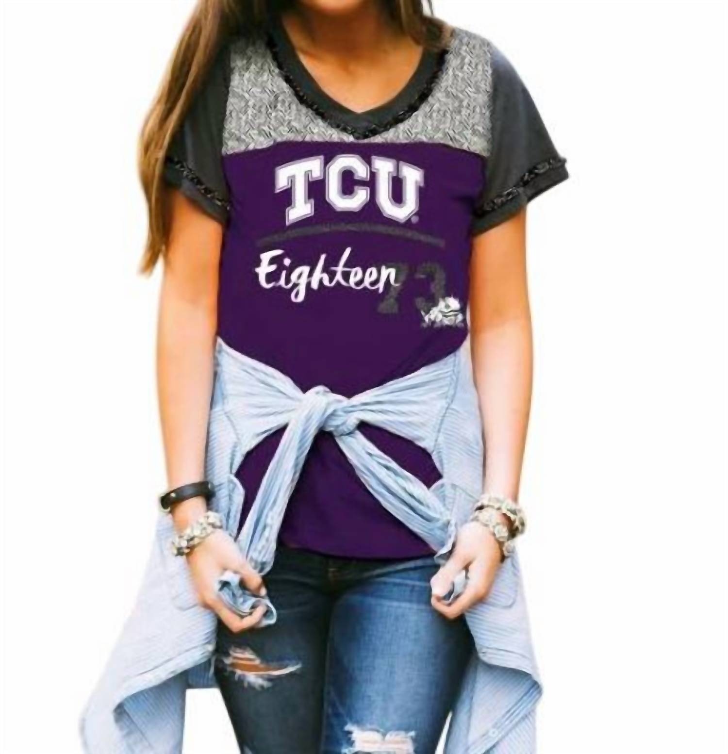 

Футболка в футбольном стиле TCU в фиолетовом/сером цвете Gameday Couture