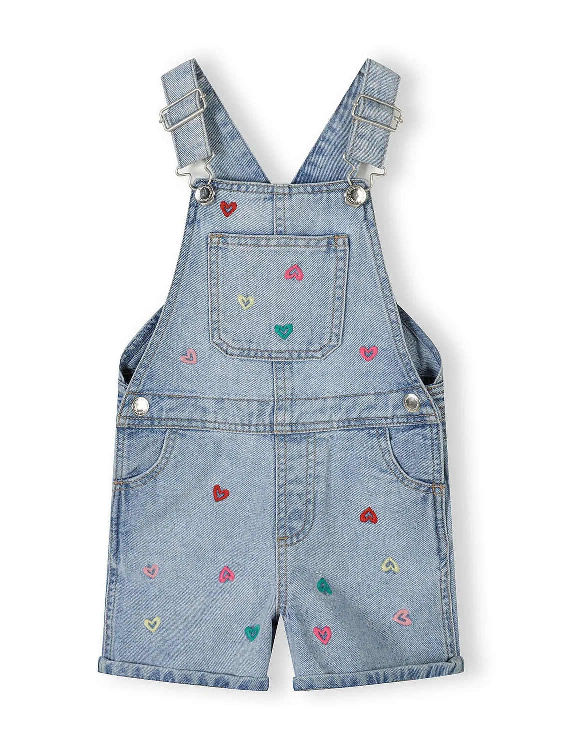 Латцшорты с вышивкой сердечками Minoti, blue denim