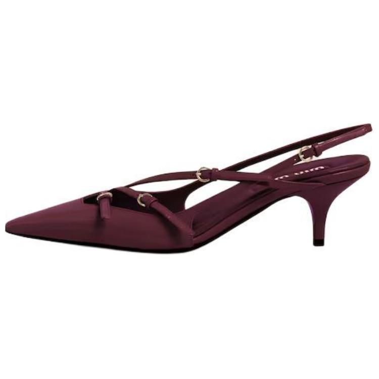 Туфли-лодочки с открытой пяткой и пряжкой MIU MIU, Burgundy