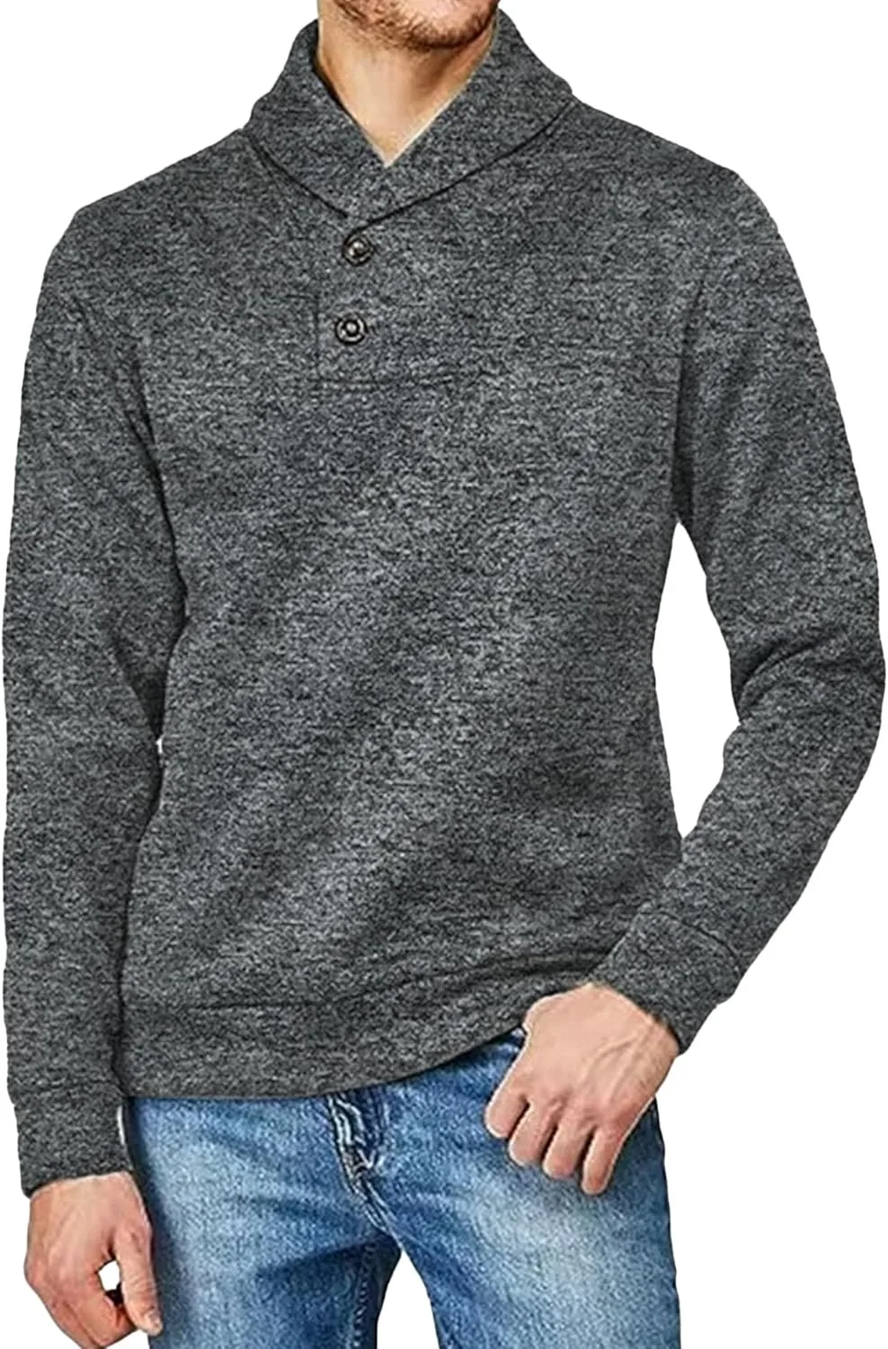Мужской свитер с воротником и кабельной вязкой Slim Fit