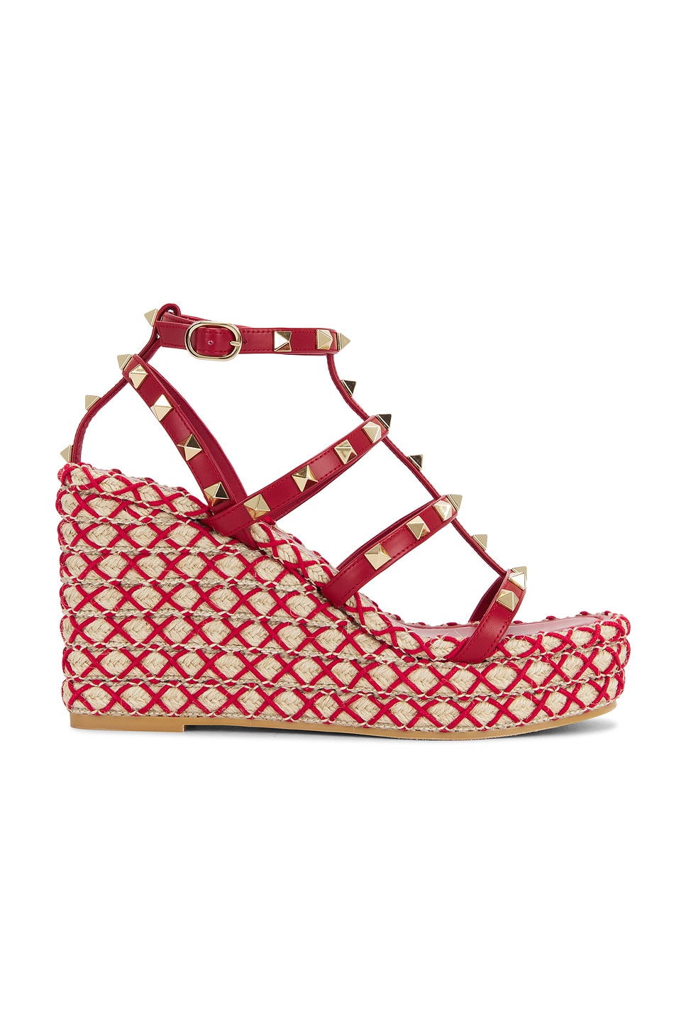 Rockstud Torchon Эспадрильи Wedge Valentino Garavani, Classic Red & Classic Red Naturale